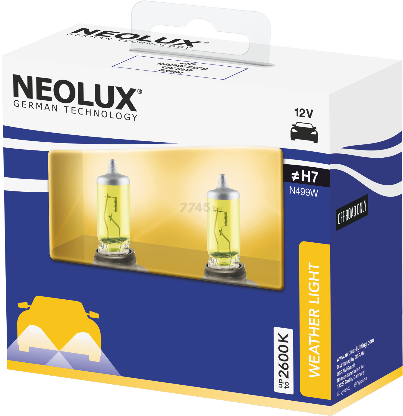 Лампа галогенная автомобильная NEOLUX Weather Light H7 2 штуки (N499W-2SCB) - Фото 2