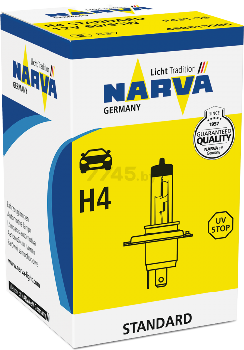 Лампа галогенная автомобильная NARVA Standard H4 (48881) - Фото 2