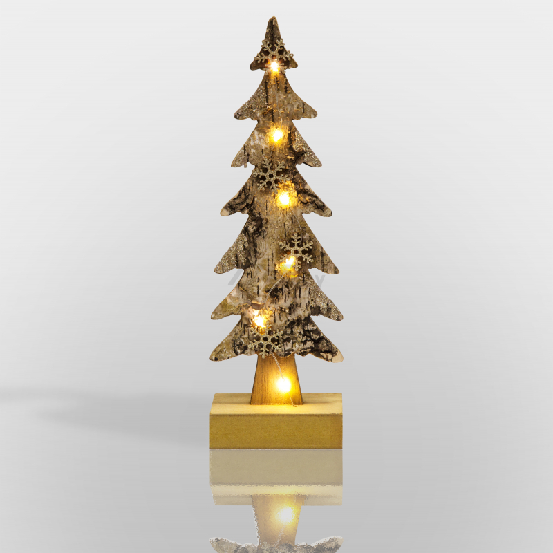 Фигура деревянная с подсветкой NEON-NIGHT Ель со снежинками 9,5х6х31 см (504-013)
