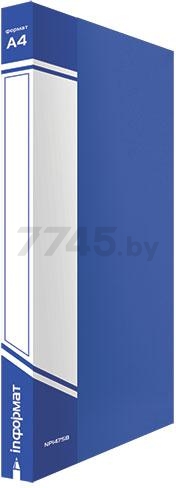 Папка с прижимами INФОРМАТ А4 1 прижим синий пластик 750 мкм карман (NP1475B) - Фото 2