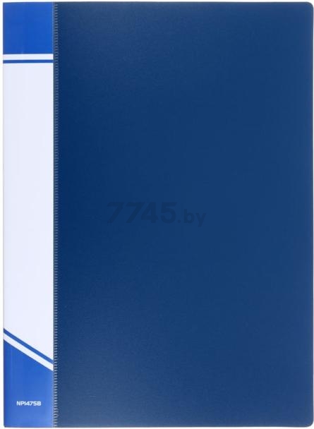 Папка с прижимами INФОРМАТ А4 1 прижим синий пластик 750 мкм карман (NP1475B)