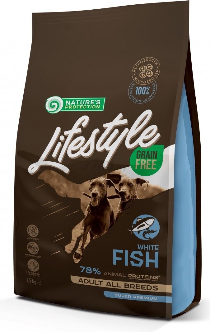 Сухой корм для собак беззерновой NATURE'S PROTECTION Lifestyle Grain Free белая рыба 1,5 кг (NPLS45684) - Фото 2