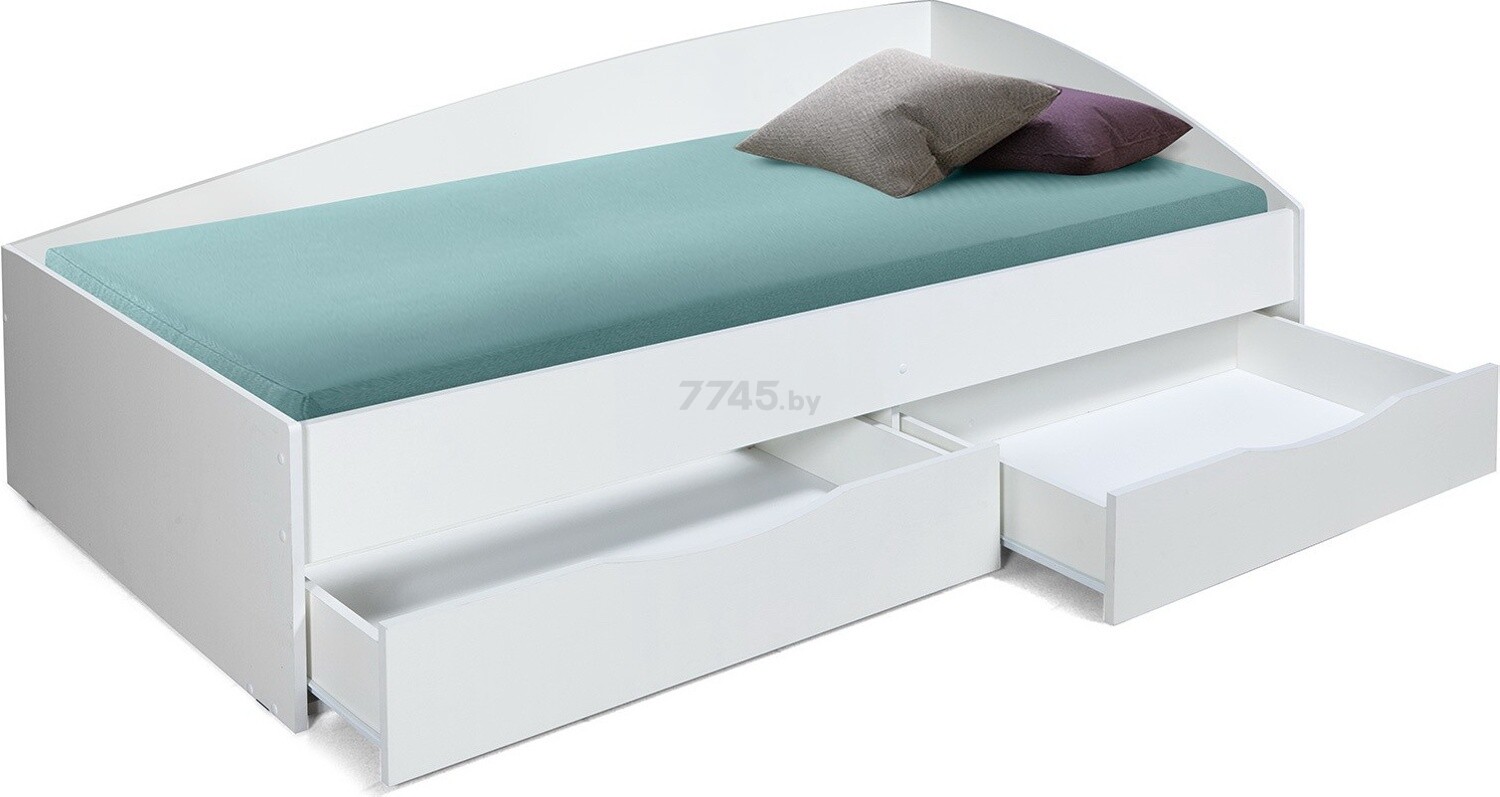 Кровать односпальная ОЛМЕКО Фея 2.0 асимметричная белый/белый 90х200 см - Фото 2