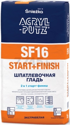 Шпатлевка гипсовая SNIEZKA Acryl-Putz SF16 START+FINISH 15 кг
