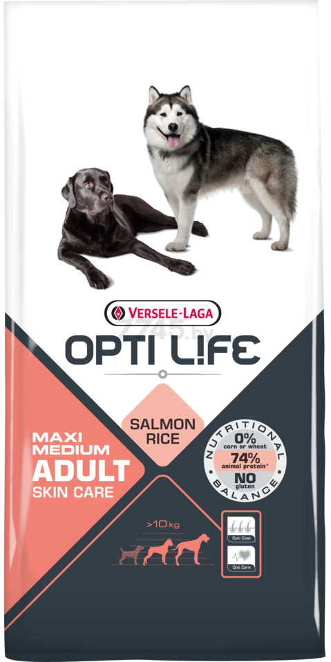 Сухой корм для собак OPTI LIFE Skin Care Medium & Maxi лосось и рис 12,5 кг (431147)