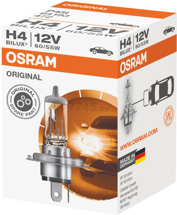 Лампа галогенная автомобильная OSRAM Original Line H4 (64193) - Фото 2