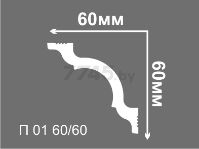 Плинтус потолочный ДЕ-БАГЕТ 2000х60x60 мм (П 01 60-60) - Фото 2