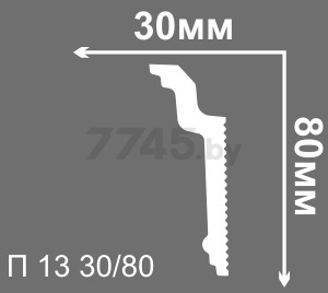 Плинтус потолочный ДЕ-БАГЕТ 2000х80x30 мм (П 13 30-80) - Фото 2