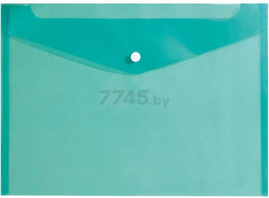 Папка-конверт INФОРМАТ А4 на кнопке пластик 150 мкм зеленый (PK8015G)