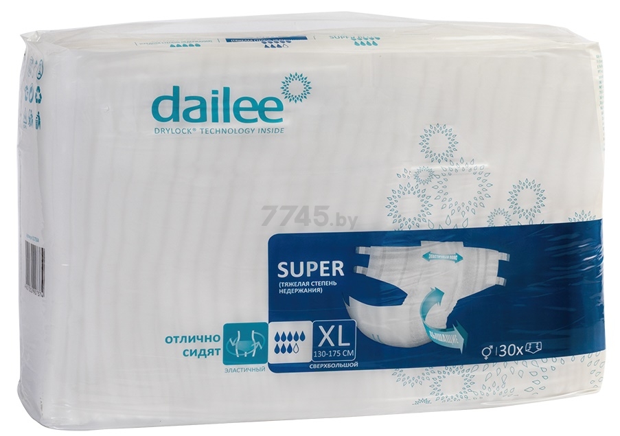 Подгузники для взрослых DAILEE Super X-Large 130-175 см 30 штук (517504)