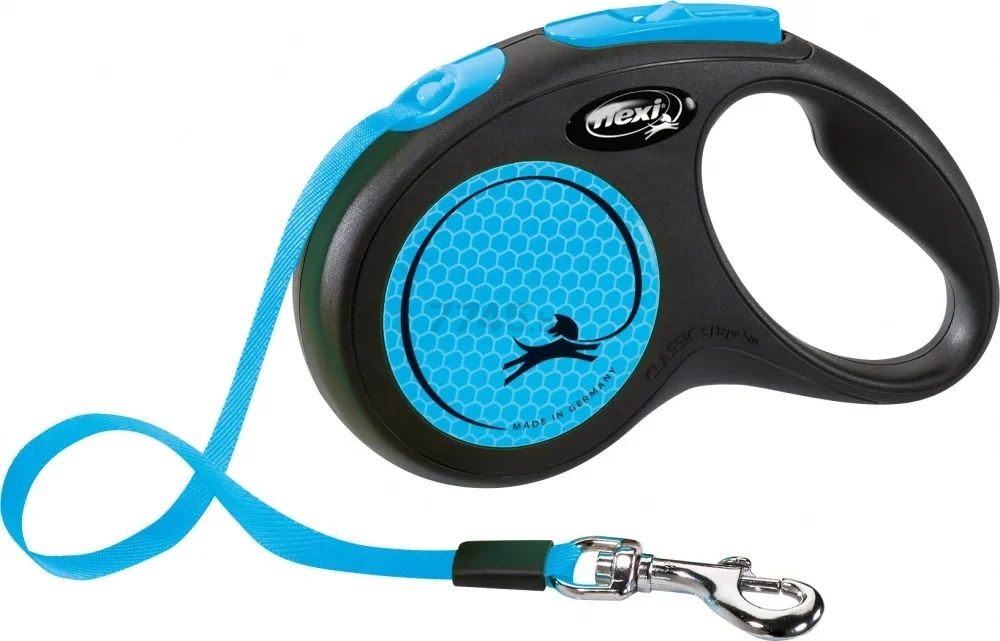 Поводок-рулетка для собак FLEXI New Neon S лента 5 м до 15 кг неоново-синий (209312)