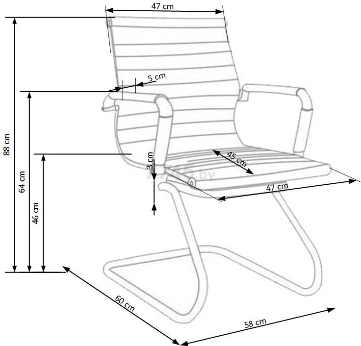Кресло офисное HALMAR Prestige Skid кремовый (V-CH-PRESTIGE_SKID-F) - Фото 6