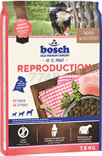Сухой корм для собак BOSCH PETFOOD Reproduction птица 7,5 кг (4015598012829)