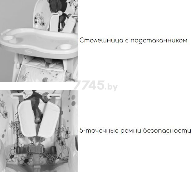Стульчик для кормления LORELLI Gusto Grey Dandelions (10100362034) - Фото 3