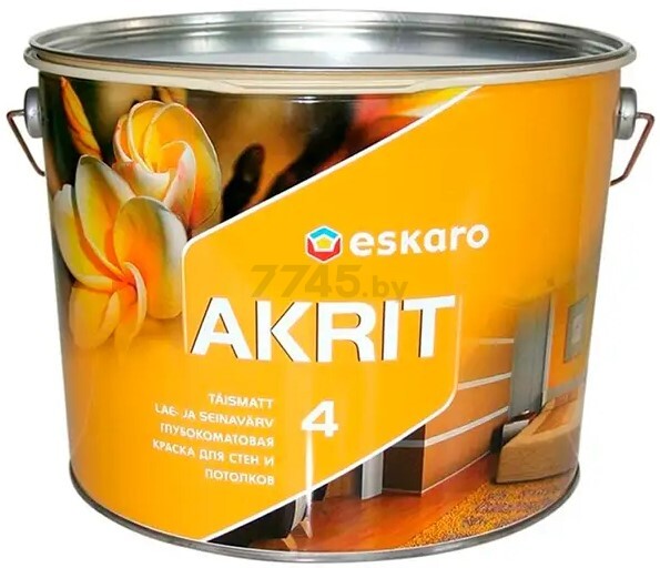 Краска акрилатная ESKARO Akrit 4 для стен и потолков 9,5 л