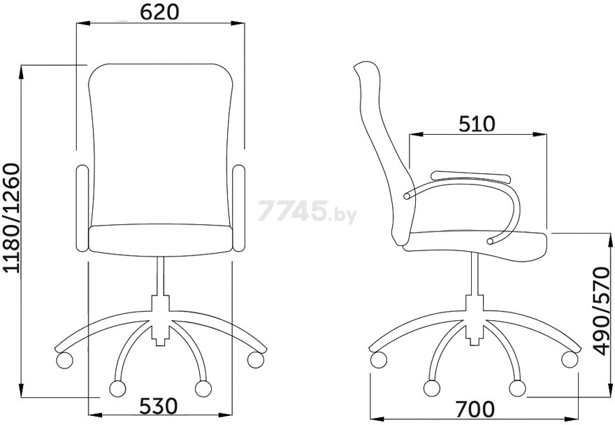 Кресло компьютерное AKSHOME Star ткань серый (55023) - Фото 3