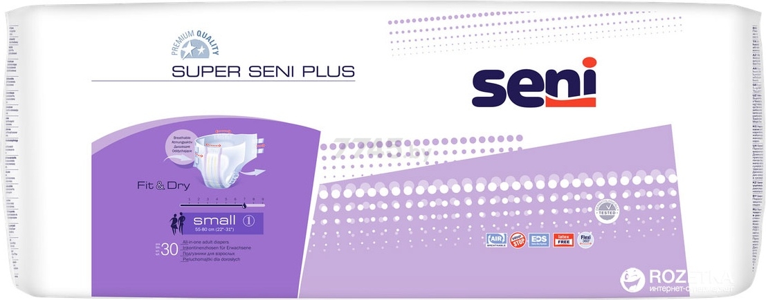 Подгузники для взрослых SENI Super Plus 1 Small 55-80 см 30 штук (SE-094-SM30-A02)