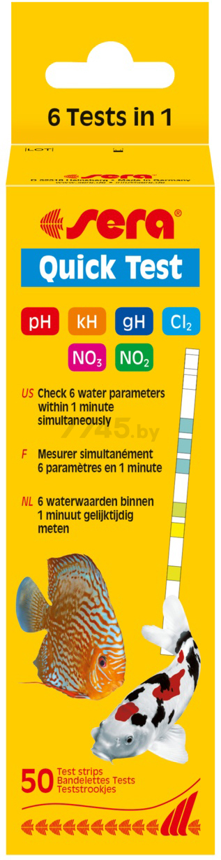 Тест для аквариумной воды SERA Quick Test 5-in-1 50 штук (4960)