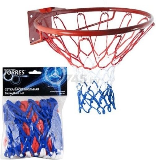 Сетка баскетбольная TORRES красный-белый-синий (SS11050) - Фото 2