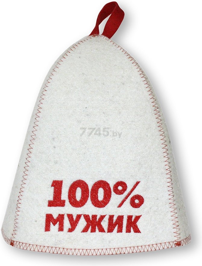 Шапка для бани ГЛАВБАНЯ 100% мужик белая (Б40307)