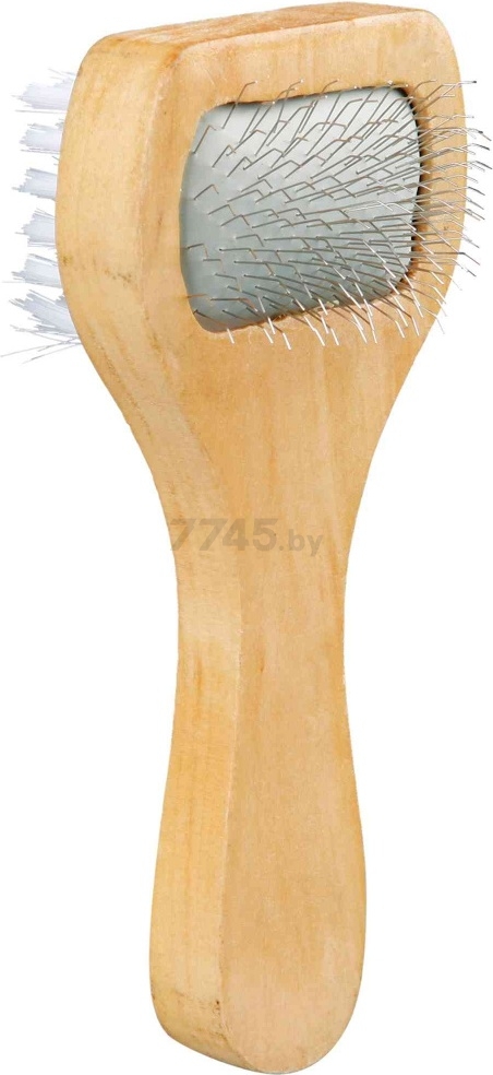 Щетка для животных двухсторонняя TRIXIE с деревянной ручкой 13x6 см (2359) - Фото 4