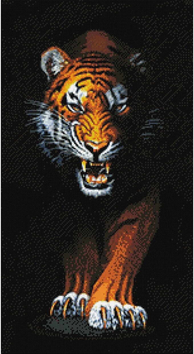 Алмазная вышивка WIZARDI Преследующий тигр 38х70 см (WD2408) - Фото 2