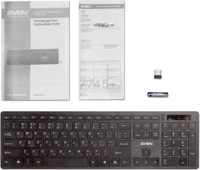 Клавиатура беспроводная SVEN KB-E5900W Black - Фото 5