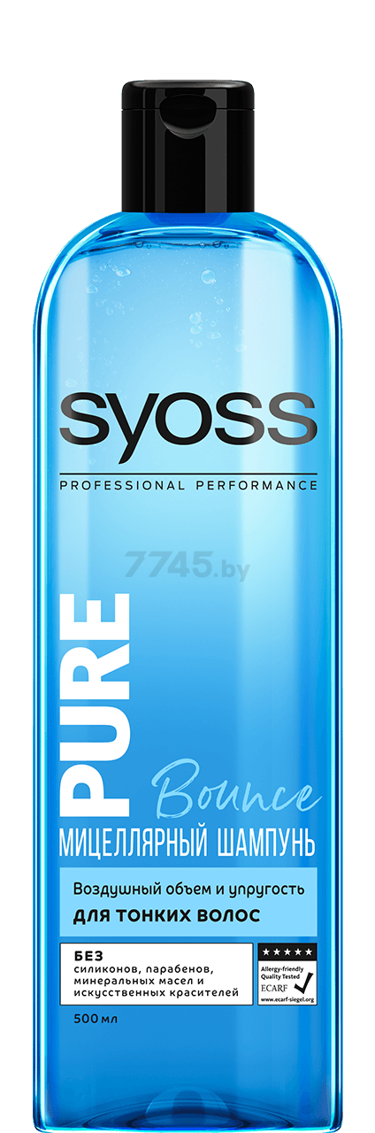 Шампунь SYOSS Pure Bounce Мицеллярный Для тонких волос 500 мл (4015100216448)
