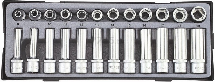 Набор коротких и длинных головок 1/2" 24 предмета FORCE (T4248)