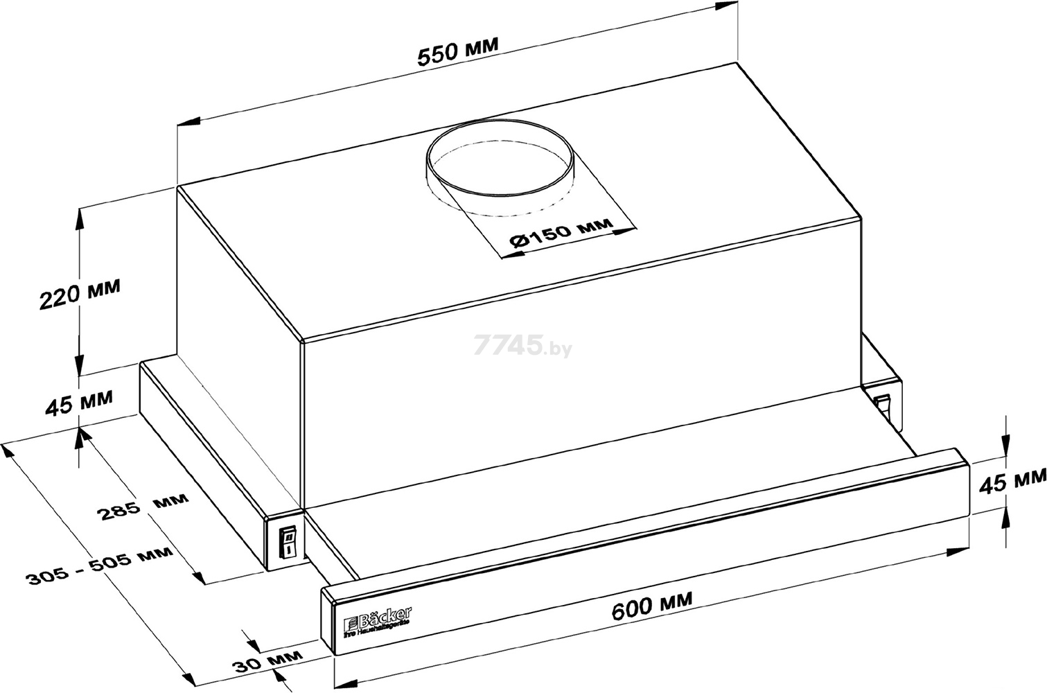 Вытяжка встраиваемая BACKER TH60L-2F200-SS - Фото 2