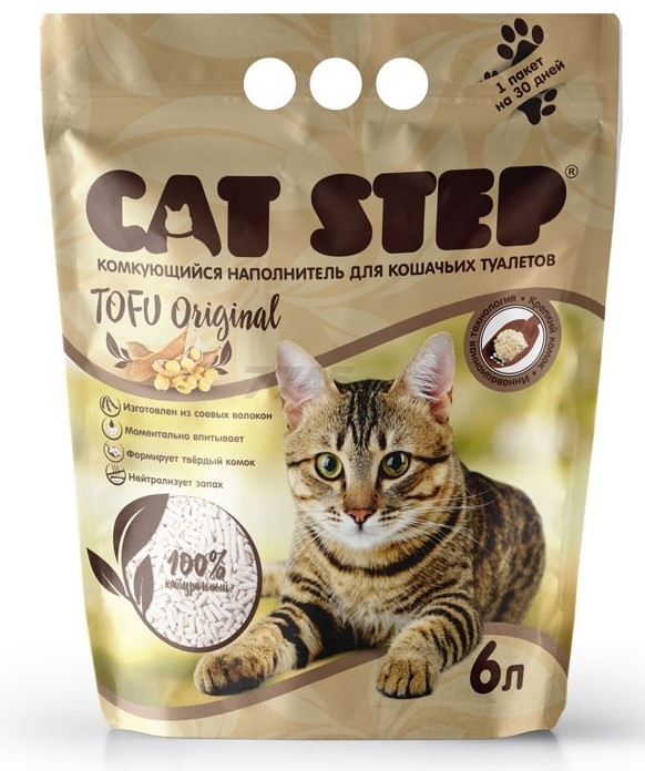 Наполнитель для туалета растительный комкующийся CAT STEP Tofu Original соевый 6 л, 2,7 кг (20333001) - Фото 3