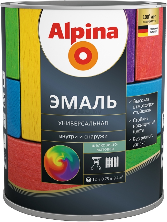 Эмаль алкидная ALPINA Универсальная черный 0,75 л (948103760)