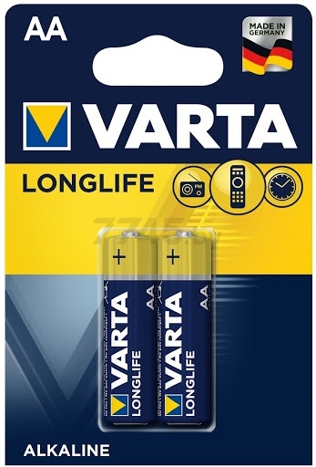 Батарейка АА VARTA Longlife 1,5 V алкалиновая 2 штуки