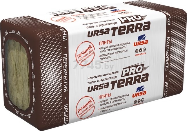 Утеплитель в плитах минвата URSA Terra 34 PN Pro 1250x610x100 мм упаковка