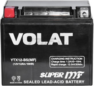 Аккумулятор для мотоцикла VOLAT YTX12-BS MF 12 А·ч