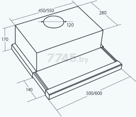 Вытяжка встраиваемая AKPO Light Eco 60 WK-7 серый - Фото 2