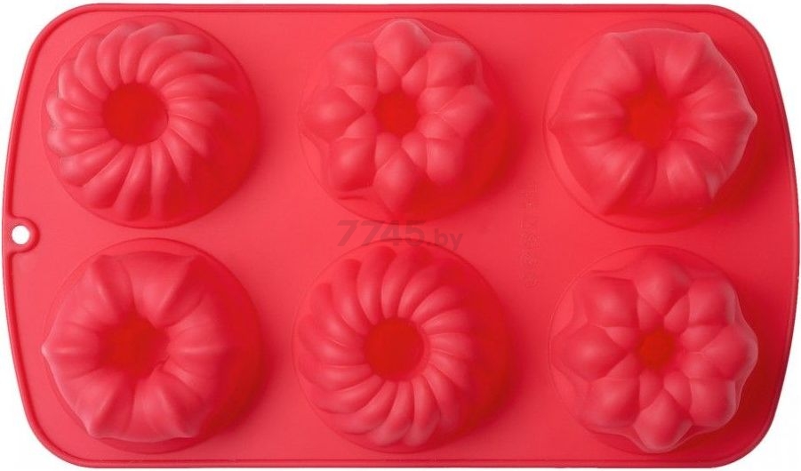 Форма для выпечки силиконовая прямоугольная на 6 кексов WALMER Muffins 29,5x17,5x3,8 см (W27291738)