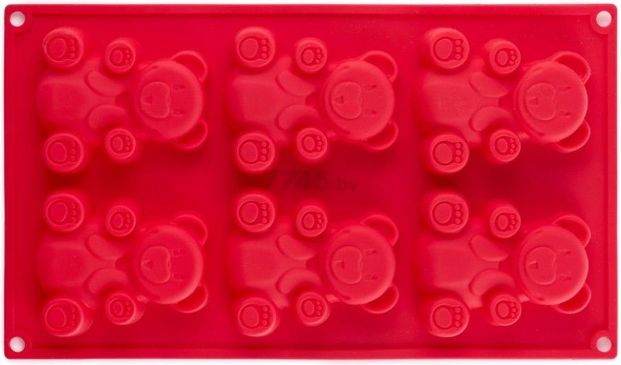 Форма для выпечки силиконовая прямоугольная на 6 кексов WALMER Bears 30,5x18x2 см (W27301820)
