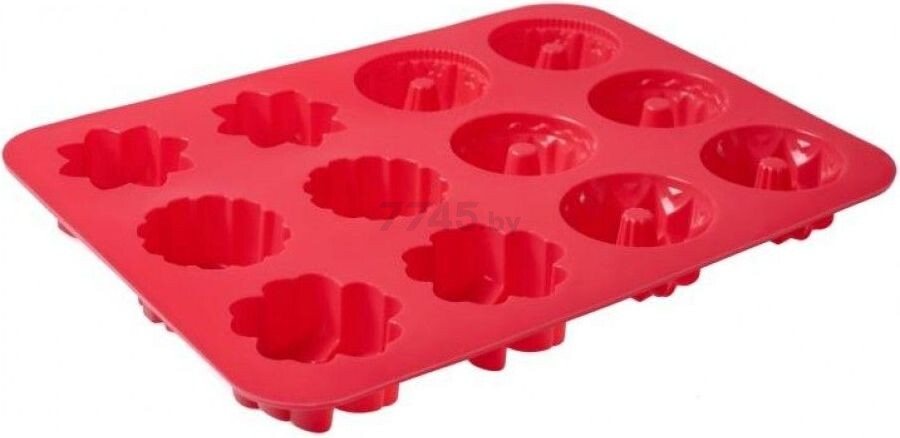 Форма для выпечки силиконовая прямоугольная на 12 кексов WALMER Cupcakes 21x24x3 см (W27312430) - Фото 2