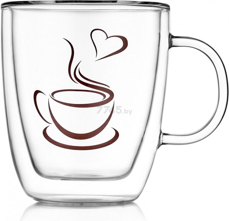 Кружка стеклянная WALMER Lovely Coffee с двойными стенками 350 мл (W37000762)