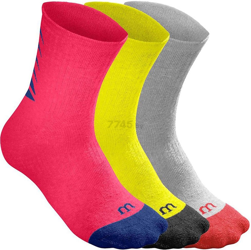 Носки детские WILSON Youth Seasonal Crew Sock красный/желтый/серый размер 31-34 3 пары (WRA530709SMMD)