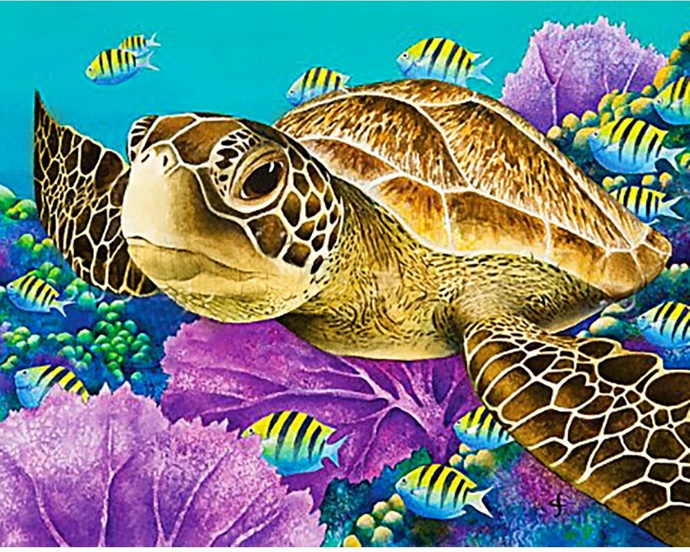 Алмазная вышивка WIZARDI Морская черепаха 48х38 см (WD2428)