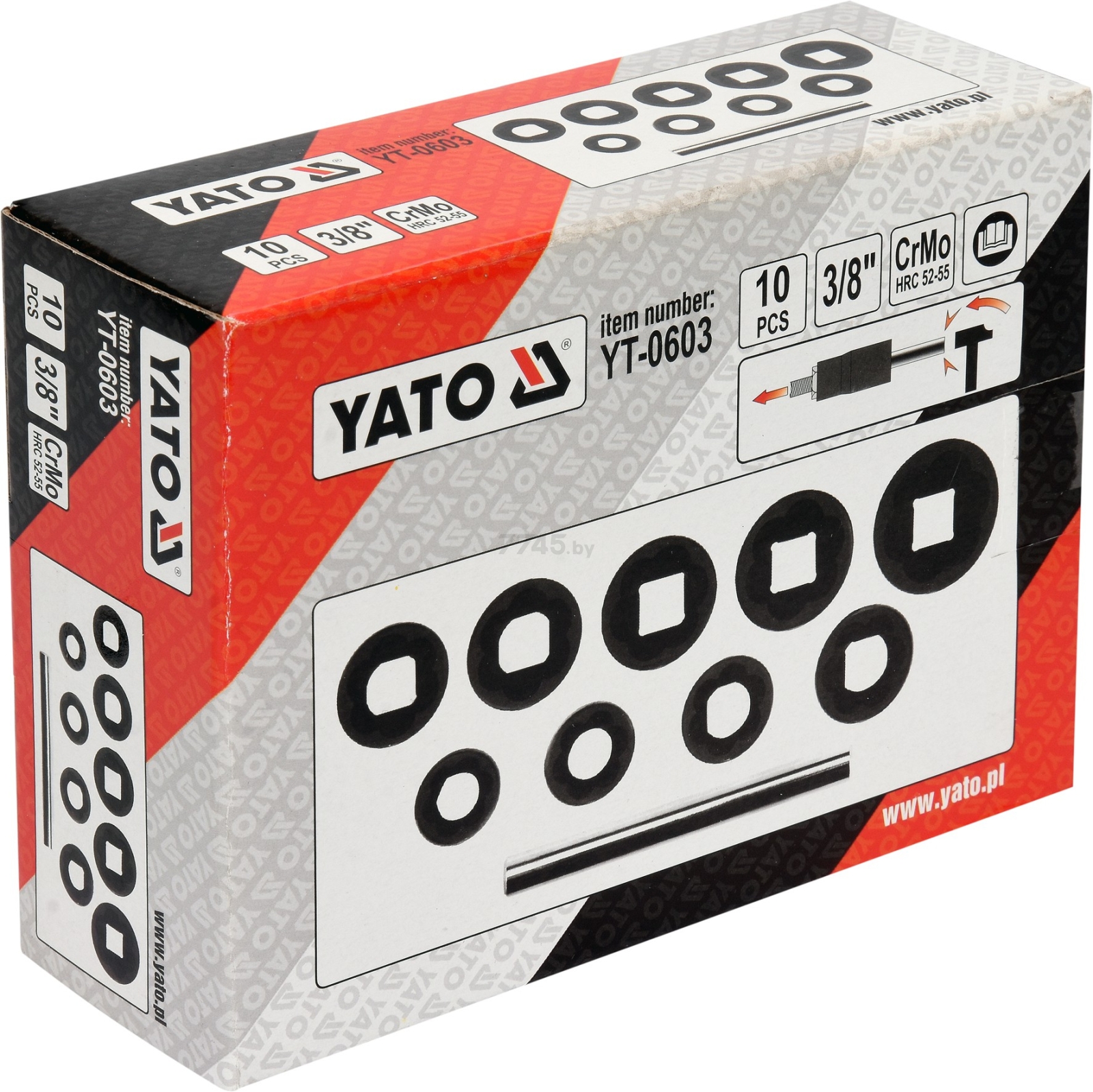 Набор головок 3/8" для сорванных граней 10 предметов YATO (YT-0603) - Фото 6