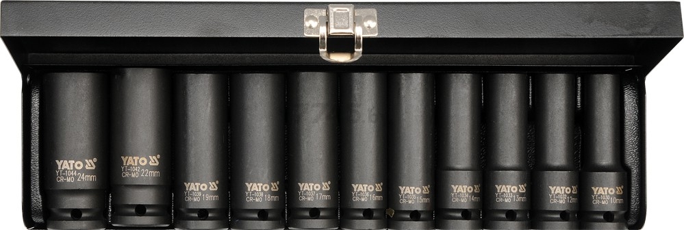 Набор головок ударных 1/2" глубоких 6 граней 11 предметов YATO (YT-1054) - Фото 2