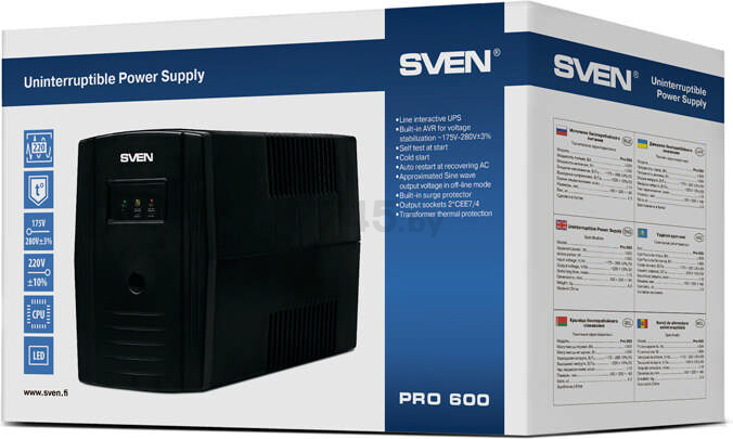 Источник бесперебойного питания SVEN UPS Pro 600 VA (2 x Schuko) - Фото 5