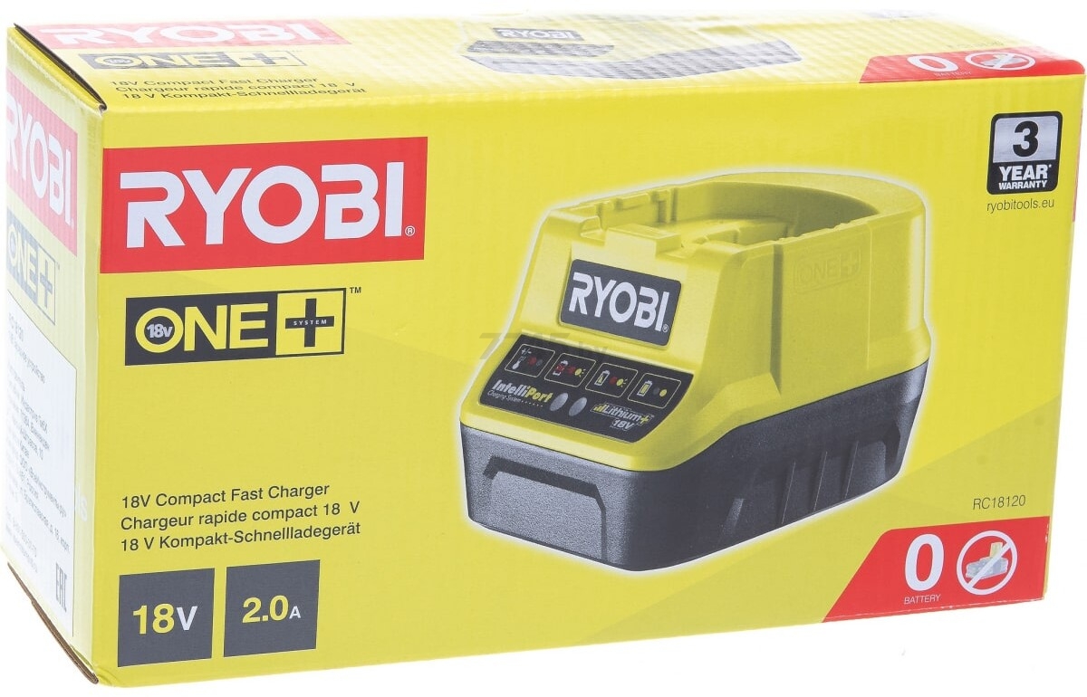 Зарядное устройство компактное RYOBI ONE+ RC18120 (5133002891) - Фото 7