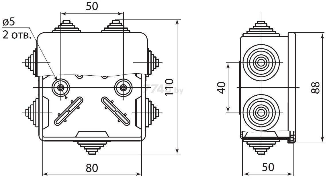 Коробка распределительная ОП 80х80х50 мм TDM (SQ1401-0112) - Фото 2