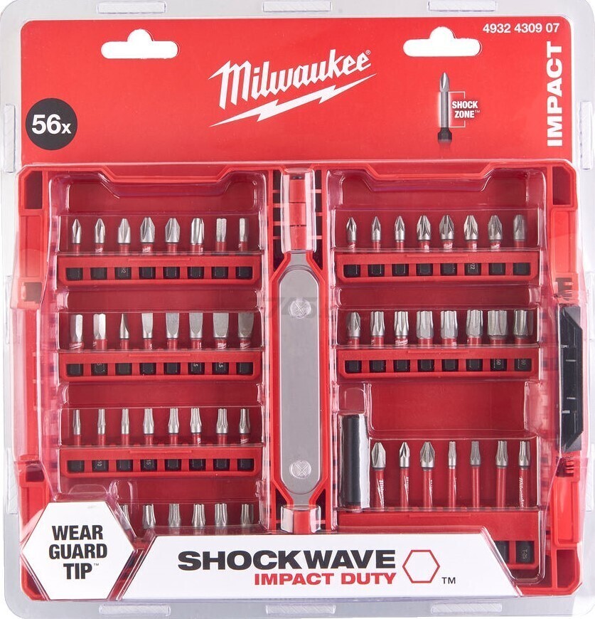 Набор бит с магнитным держателем MILWAUKEE Shockwave 56 предметов (4932430907) - Фото 2