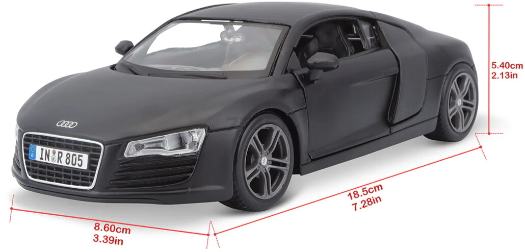 Масштабная модель автомобиля MAISTO Ауди R8 1:24 Black (31281) - Фото 13