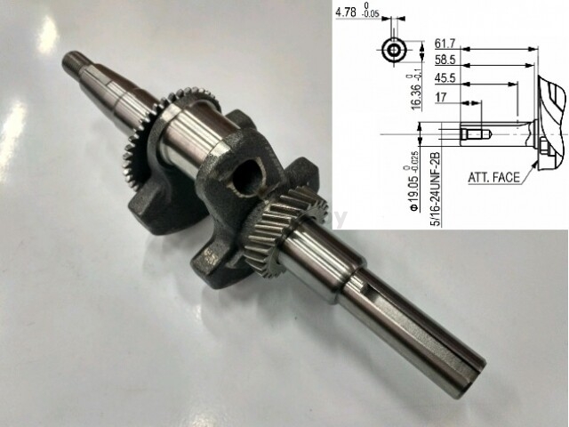 Коленвал для двигателя/культиватора/мотоблока ECO 168F (цилиндр 19 мм) (FM-SP1179) - Фото 2